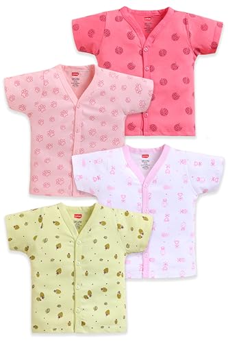 Image of LuvLap Baby Boys & Girls Regular Fit 100% Cotton Half Sleeve Jhabla Pack of 4