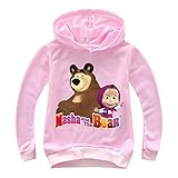Pnfly Childrens Masha and Bear 3D Printed Hoodie Fashion Pullover Pink