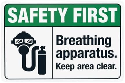 8x12 Inch Metal Breathing Apparatus Warning Sign - Decorative Wall