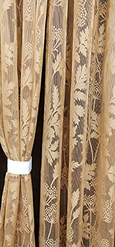 Image of Honger Polyester Floral Design Heavy Net Tissue Curtains for Living Room Use Pack of 2 Curtains for (Size 4 x 9 Feet Long Door Curtains, Brown Colour)
