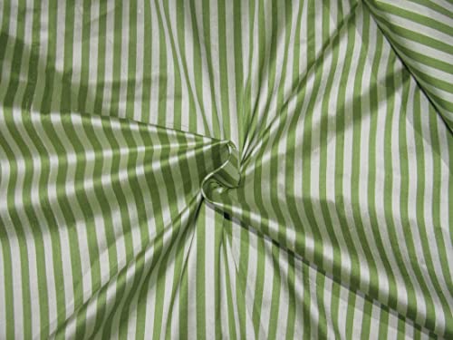 Tissu soie dupion au mètre rayures vertes largeur 137 cm couture