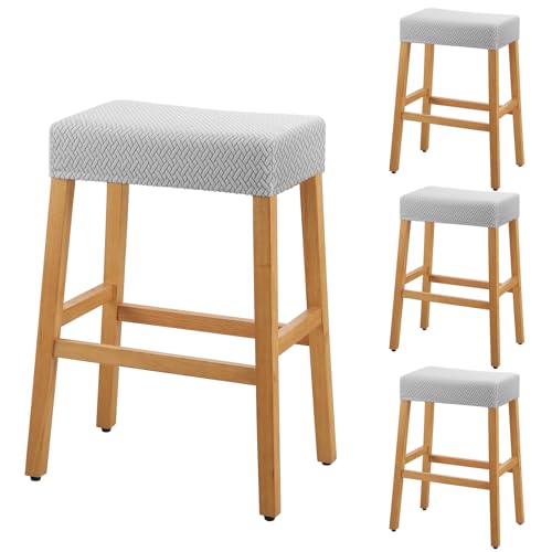 Image of YISUN Stool Covers Rectangle - 4 Pack Stretch Waterproof Saddle Seat Cover Counter Bar Stools Bar Chairs Covers Kitchen Island Chairs Cushion Protector
