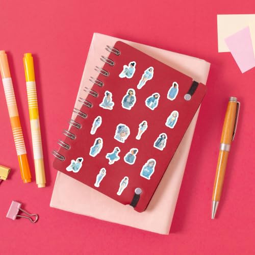 Image of Blue Aesthetic Kawaii Girl Vinyl Stickers Pack of 35 | Waterproof Sky Blue & Pastel Cute Fashion Decals for Laptop, Water Bottle, Journal, Scrapbook, Phone Case | Self-Adhesive Sticker Pack