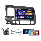 Fuluku 4+64GB Android 15 Car Stereo for Honda Civic 2006-2011 Wireless Carplay Android Auto 9' Touch Screen Car Radio Dash Kit with GPS WiFi Bluetooth SWC DSP EQ Mirror Link Backup Camera