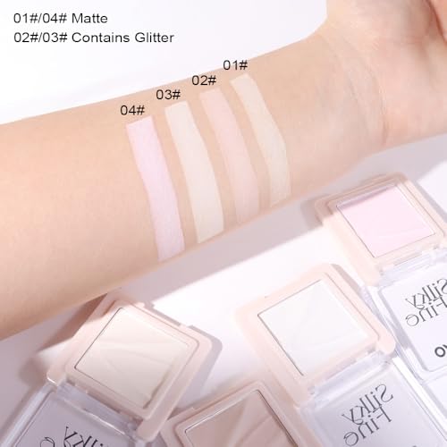 Image of Contour & Highlighter Palette - Nude Pink Beige White Clear Natural Brightening, Non-Cakey Satin Finish for Flawless Sculpting (01# Milk Rice White)