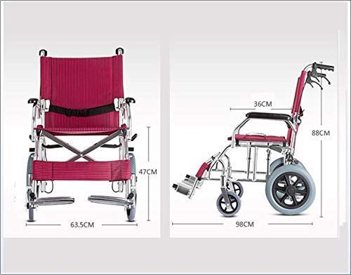 Silla de Ruedas Plegable Ligera para conducción, Silla de Ruedas Ultraligera y portátil para Viajes, Silla de Ruedas Manual Plegable y Ligera para Personas Mayores y discapacitadas