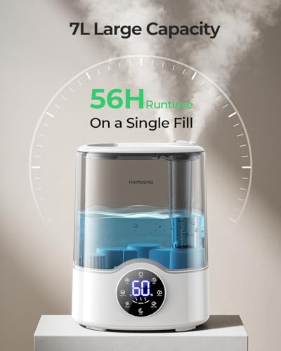 Homvana Humidifier Large Room, 7L (807ft²) Smart Warm and Cool Mist, Top-Fill Humidifiers for Bedroom Baby Nursery Grow Tent, Auto Adapt Mist Quick Air Humidity Indoor, Easy to Clean, Quiet, Diffusers - Image 5