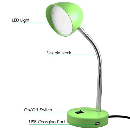 Lampe de bureau LED avec port USB MaxLite moderne et col réglable pour table de lecture
