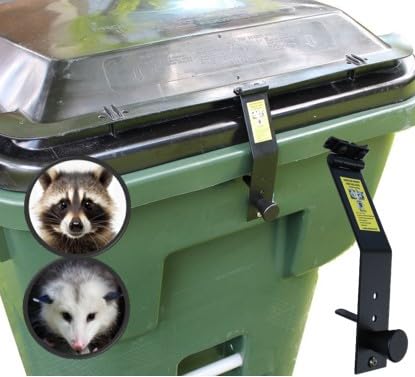 Critter Trash Can Lid Lock, Auto-Release During Pickup,30-95 Gallon Outdoor Wheeled Bins,Resist Raccoon and Other scavenging Animals,Wind-Resistant,Standard-Edge Lids(Not for Bins with Extended-Edge)