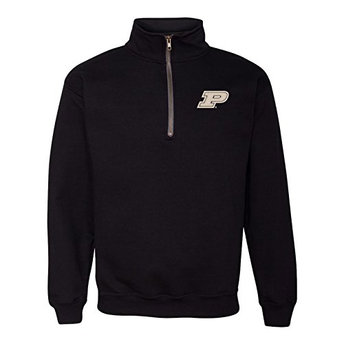 NCAA Primary Logo, Team Color (1/4) Quarter Zip Sweatshirt, College, University - Black - XL