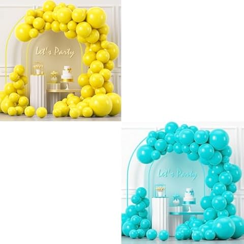 YAOWKY Yellow and Teal Balloon Arch Kit, 200PCS 18In 12In 10In 5In Latex Party Balloons for Birthday Weddings Anniversary Graduation Summer Themed Party Decorationsarty Decorations Cover