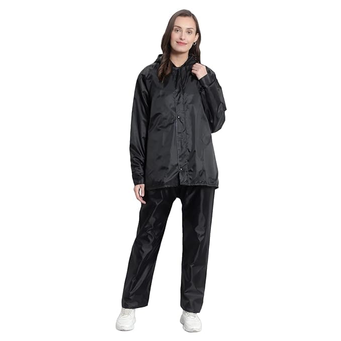 Polyester Full Sleeves Waterprroof Raincoat With Cap For Women's & Girls-image-0