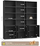 FACBOTALL 75" Triple large bibliothèque, bibliothèque et bibliothèque avec 6 Ferme Portes, 71" Large 6 Tablette de livre Tier avec 18 Étagères de rangement, grandes étagères en bois, grande bibliothèque pour le bureau à domicile, noir