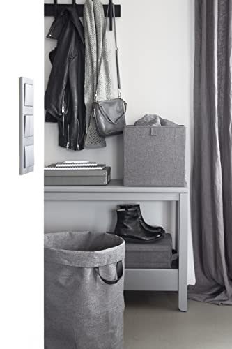 Bigso Soft Multi Purpose Foldable Cube Storage Box | Collapsible Fabric Storage Cube For Storage On Shelves | Polyester Fabric Foldable Storage Cube Organizer For Closets | 12.4’’X12.4’’X12.4’’ | Grey #TOP5