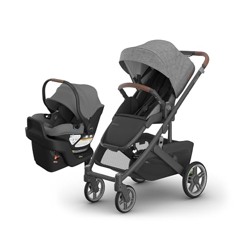 UPPAbaby Cruz V3 Stroller + Aria V2 Lightweight Car Seat Travel System Combo – Toddler Seat, Bumper Bar, Bug and Rain Shield, Car Seat Base, and Infant Insert Included – Greyson (Charcoal Mélange)