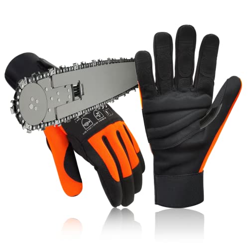 Chainsaw Gloves Saw Protectionon on Left Hand Back, Cut-resistance Gloves EN ISO 11393-4, CLASS 1, EN 388: 4122X M 7829-Left hand-class 1