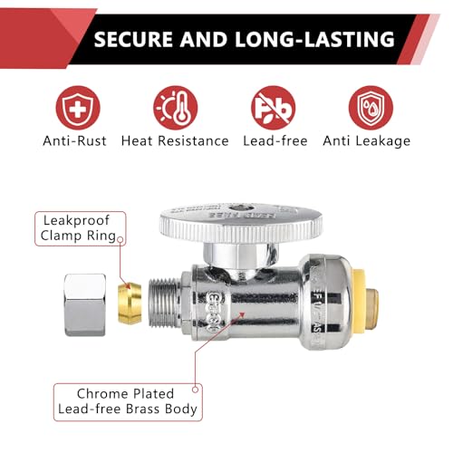 Image of 20Pcs EFIELD Straight Stop Valve,1 /2 inchPush x3 /8 inchCompression(PF-VALVE021-20)