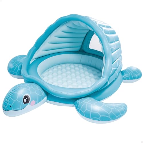 Intex Centro gioco gonfiabile, design tartaruga blu, 218 x 206 x 97 cm, capottina da sole, 100 palline multicolore, finestra trasparente, patch riparazione, piscina per bambini (48677)