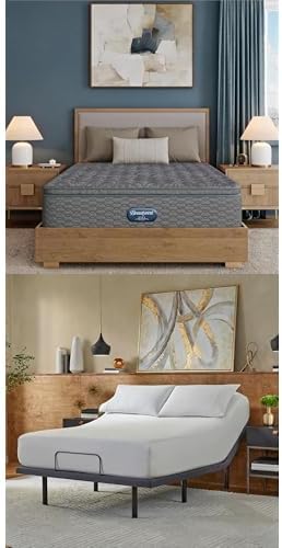 Beautyrest Prime Dream Medium Pillow Top 14.25" Queen Mattress Bundle baselogic Level 3 Queen Adjustable Base Bed Frame - Cooling, Supportive, Pressure Relief, Head & Foot Adjustable