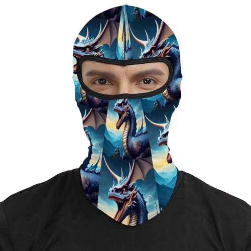Pasamontañas para hombres y mujeres con diseño Roaring Dragon, máscara térmica para la cara contra el frío, para motos y esquí en invierno miniatura 2