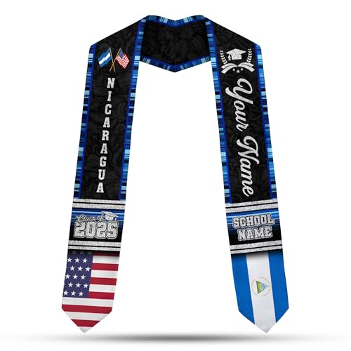 MonkeyVan Personalized Nicaragua Graduation Stole Sash 2025, Custom Nicaraguan Graduation Sash, Congratulation Gifts 2025 Nicaragua15