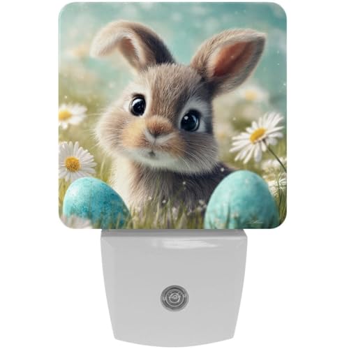 Image of NEWzone Easter Rabbit Eggs Night Light [2 Pack], Plug in Wall Led Night Lights Decor for Boys Girls Room, Dusk to Dawn Sensor Wall Lamp for Stairway /Bedroom /Kitchen /Nursery Room