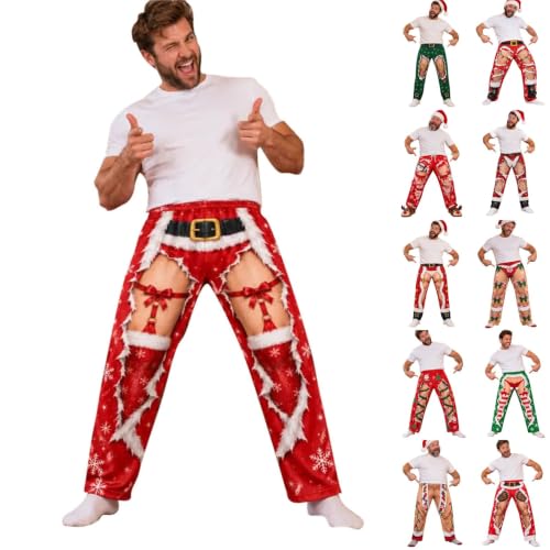 Funny Costumes for Men Christmas illusion Print Soft Lounge Pajama Pants - image 1