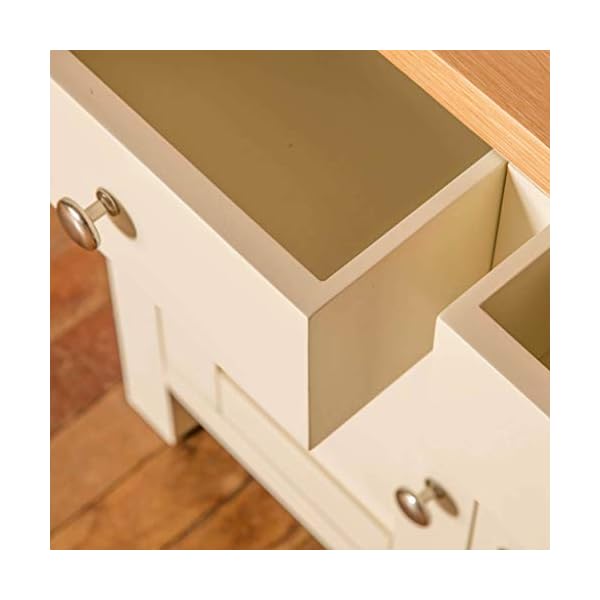Farrow Cream Mini Sideboard Storage Cabinet with Drawers | Small Painted Solid Wooden Cupboard with Shelf for Dining Room, Living Room or Hallway, Fully Assembled, H:75cm W:75cm D:32cm - Image 6