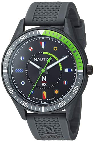 Nautica N83 Men's NAPSPS902 Surf Park Gray/Green Silicone Strap Watch