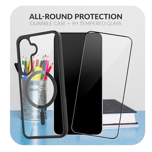Image of ShieldTech Back Cover Case with Screen Guard for Samsung Galaxy A37 5G | Mag-Safe| Transparent & Black TPU+PC Mobile Phone Back Cover Case for Samsung A 37 5G / A37 5+G | Transparent & Black Case