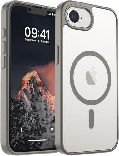 Image of DIZORO Compatible iPhone 17e / iPhone 16e Case,Compatible with MagSafe, Non Yellow Military-Grade Drop Protection & Hard PC Back Cover Slim Transparent Anti-Scratch Shockproof Phone Case - Grey