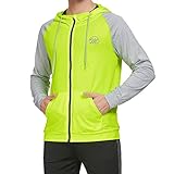 MEETWEE Men’s Running Jacket, Full Zip Long Sleeve Sport Shirts Hooded Reflective Top Yellow