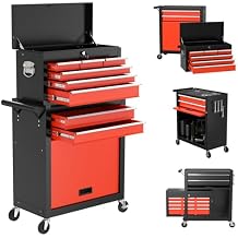 8 Drawers Rolling Tool Chest with Drawers, High Capacity Toolbox on Wheels, Lockable Drawers Tool Box Organization and Storage, Tool Cabinets on Wheels for Garage and Repair Shop BlackRed, 8 Drawers