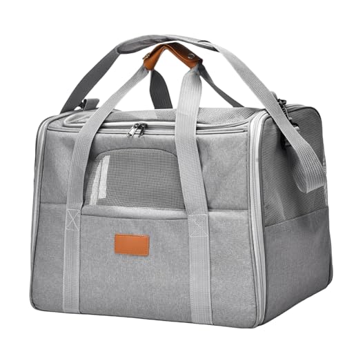 Jingshihaisu ソフトドッグケージ 犬小屋 折りたたみ可能 ガス透過性 マルチウィンドウ シングルショルダー ななめスパン ペットバッグ 猫のかばん アウトドア用 避難用 車載 ブラックアッシュ ブルーアッシュ うすはい (C)