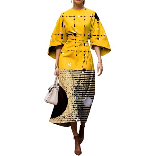 TIAFORD Women's Spring Summer Elegant Floral Print Empire Waist Dress