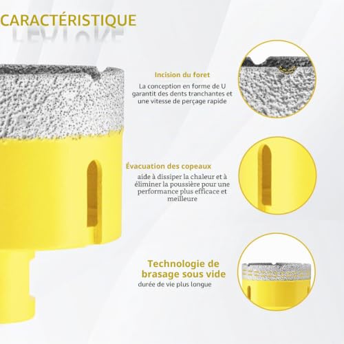 Teronbeta Foret à Diamant 120mm, M14 Brasé Sous Vide Trépan à Scie Cloche Diamant Pour Carrelage Porcelaine Céramique Marbre Granit Pierre Quartz – vue 3