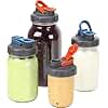 Soligt 4 Pack Mason Jar Lids, Wide Mouth Pour Spout Flip Cap Lids for Ball Brand Mason Jars, Leak Proof Airtight for Drinking Salad Dressing & Food Storing