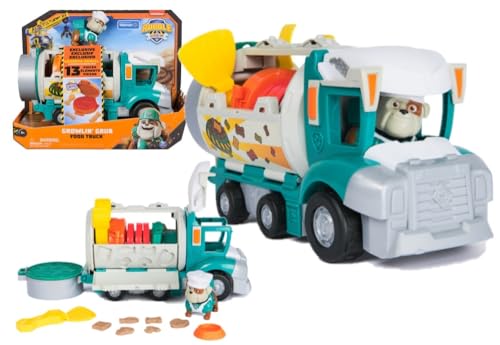Rubble and Crew Growlin Grub Food Truck Spielset Actionfigur Spielküchenzubehör und kinetischer Build-It Spielsand Kinderspielzeug für Jungen und Mädchen ab 3 Jahren