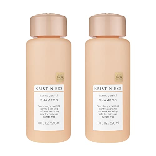Kristin Ess Hair Extra Gentle Shampoo for Sensitive Skin + Scalp, Gently Cleanses, Nourishing + Calming Shampoo, Vegan, Sulfate Free, Color Safe + Keratin Safe, 10 fl oz (Pack of 2)