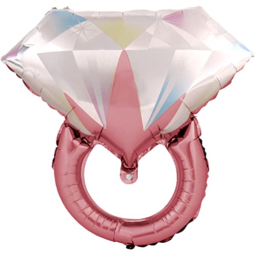 DekoRex Globos de plástico para anillo de boda, 50 cm, decoración para San Valentín (color: oro rosa)
