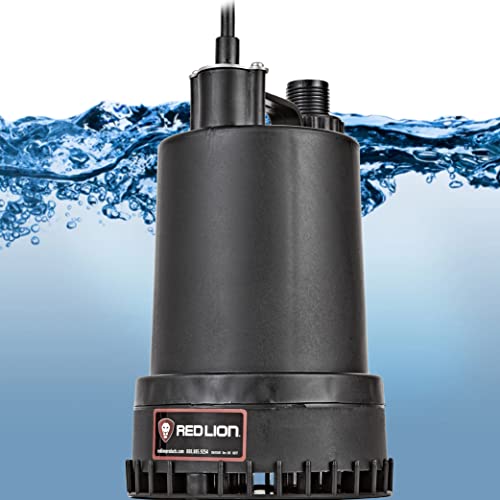 Red Lion Rl-Mp16 115 Volt, 1/6 Hp, 1300 Gph Manual Thermoplastic Submersible Utility Pump, 8-Ft. Cord, Black, 14942731 #TOP3