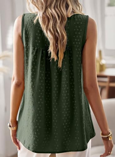 Image of Falechay Womens Summer Tops Boho Shirts Crewneck Sleeveless Tank Tops Flowy Lace Hem Casual Blouses Clothing Trendy 2026