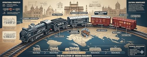 Image of VU Toys Big Rail Gadi Train Set for Kids (3+ Years) | Rechargeable Engine with Coal & Passenger Coach | Water Smoke, Hindi Music, Lights & Sound | C-Type Charging | 10 Round Tracks (Black)