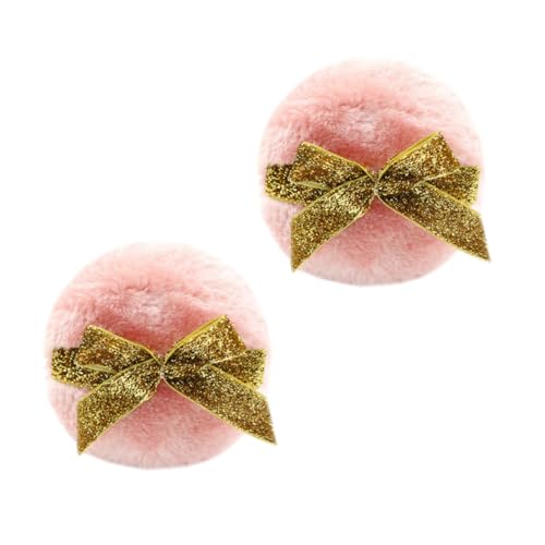 WOFASHPURET Infant Care Long Hair Puff Glitter Bow 2 Pack Soft Powder Puff for Baby for Body Use
