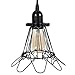Rustic State Adjustable Metal Wire Hanging Pendant Light Cage, Lamp Shade, Bulb Cover Guard, Lighting Fixture - Industrial Vintage DIY Project for Home Office Bar Restaurant - Set of 4 - Black