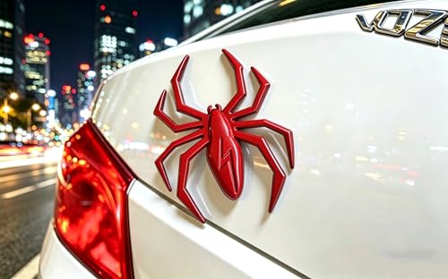 Image of 3D Spider Chrome Emblem Badge Sticker Decoration for Car, Truck, Motorcycle, RV, Scooter, SUV, Door, Window (Red Flash Spider)