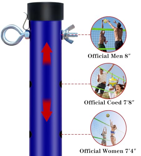 Outdoor Portable Adjustable Volleyball Net System with Bag | Complete Practice Kit| Height Adjustable|Multiple Size| for backyard, beach, and lawn play| Portable|Easy Set up - Image 5