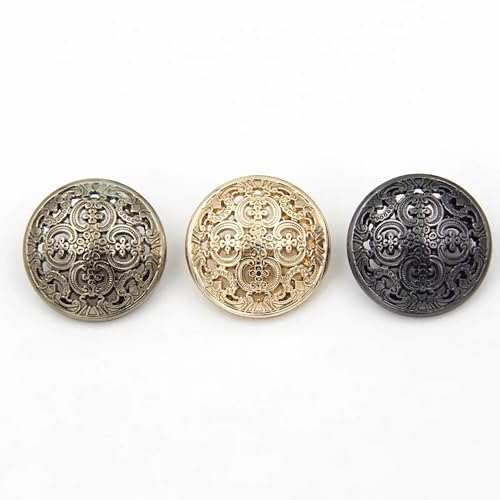 Miniatura 6 de 10 Piezas De Botones De Metal Hueco Botones Decorativos Redondos Negros Plateados Y Dorados Para Ropa Y Accesorios De Costura