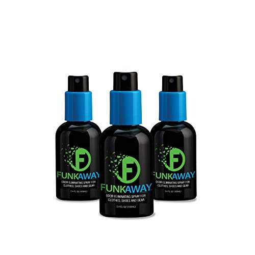 FunkAway Traveler Spray, 3.4 oz (Pack of 3) | Extreme Odor Eliminator | Non-Aerosol | Use on Shoes, Clothes and Gear | Travel Size Ideal for Gym Bag, Purse, or Locker