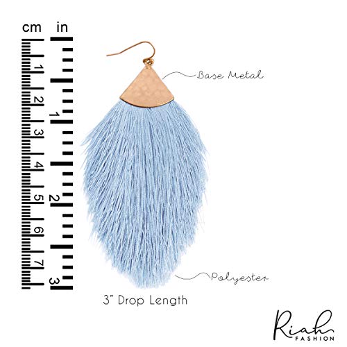 RIAH FASHION Bohemian Silky Thread Tassel Statement Drop Earrings - Strand Fringe Lightweight Feather Shape Dangles, Chandelier Duster3